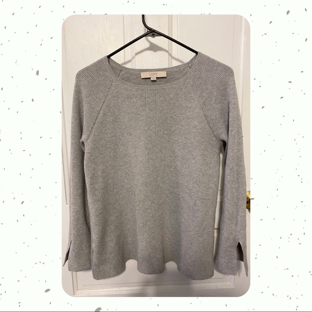Loft Grey Flared Sleeve Sweater